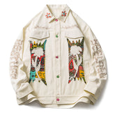 Veste en jean avec broderie florale